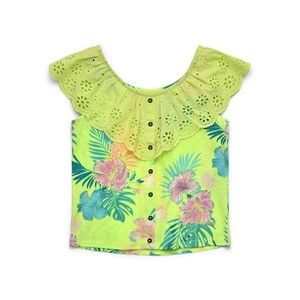 Justice Girls Button Front Ruffle Neckline Tank, Sizes L (12/14)